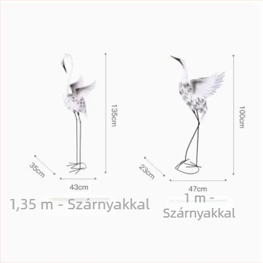 Földön álló daru szobor, kínai stílusú, vasból, kültéri kert és tó tájkép dekorációja