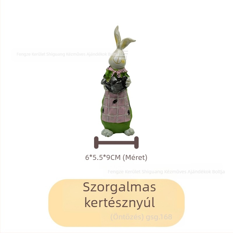 Műgyanta nyúl kertészeti szobor, pasztorális stílusú kültéri dekoráció