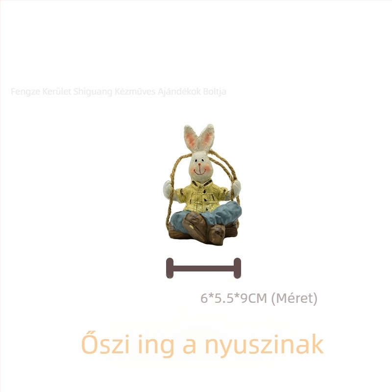 Műgyanta nyúl kertészeti szobor, pasztorális stílusú kültéri dekoráció