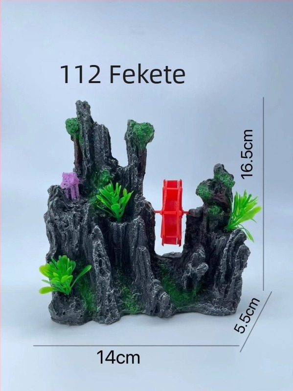 Szintetikus műgyanta akváriumi táj dísz, idilli mikro-táj bonsai-val és sziklas domb, Xiaoyu era