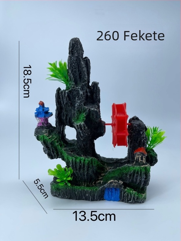 Szintetikus műgyanta akváriumi táj dísz, idilli mikro-táj bonsai-val és sziklas domb, Xiaoyu era