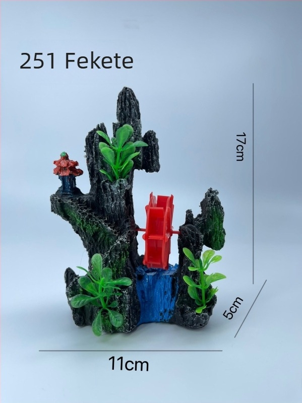 Szintetikus műgyanta akváriumi táj dísz, idilli mikro-táj bonsai-val és sziklas domb, Xiaoyu era