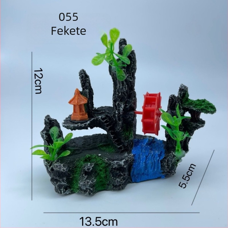 Szintetikus műgyanta akváriumi táj dísz, idilli mikro-táj bonsai-val és sziklas domb, Xiaoyu era