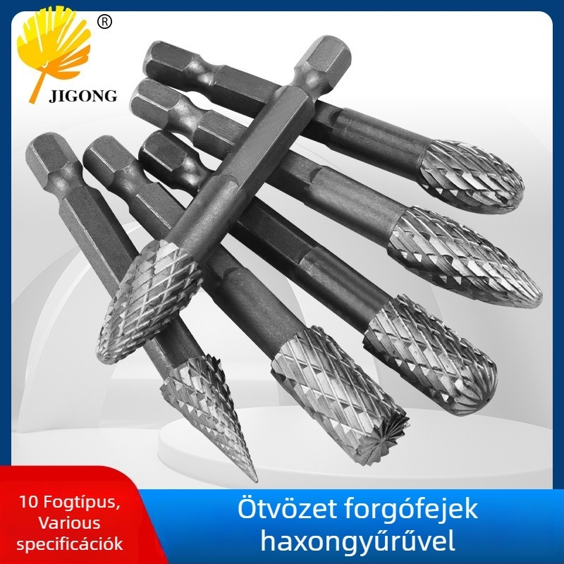 Hatszögletű markolattal rendelkező faipari marófej, ötvözött acél, forgó reszelő gravírozáshoz, tágításhoz, fúráshoz és csiszoláshoz