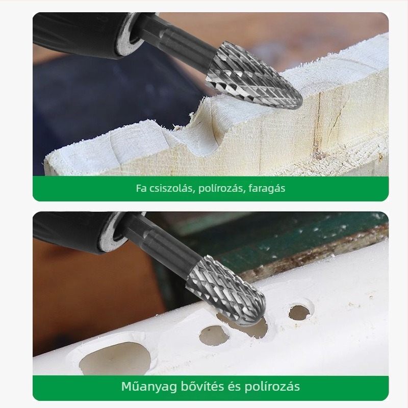 Hatszögletű markolattal rendelkező faipari marófej, ötvözött acél, forgó reszelő gravírozáshoz, tágításhoz, fúráshoz és csiszoláshoz