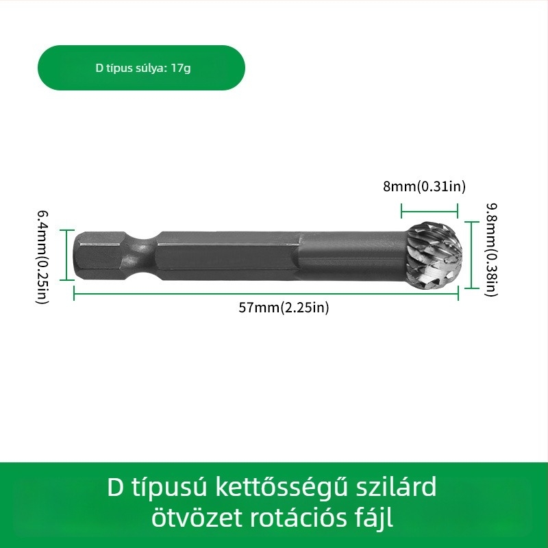 Hatszögletű markolattal rendelkező faipari marófej, ötvözött acél, forgó reszelő gravírozáshoz, tágításhoz, fúráshoz és csiszoláshoz