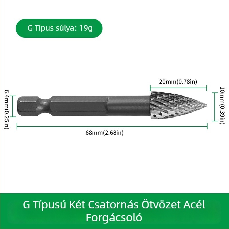 Hatszögletű markolattal rendelkező faipari marófej, ötvözött acél, forgó reszelő gravírozáshoz, tágításhoz, fúráshoz és csiszoláshoz