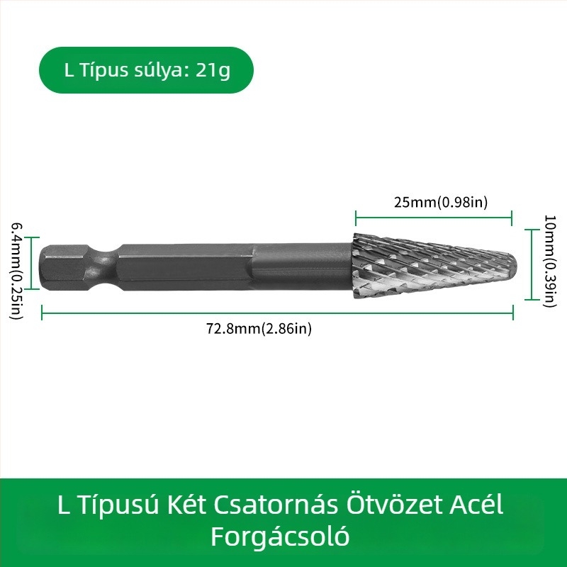 Hatszögletű markolattal rendelkező faipari marófej, ötvözött acél, forgó reszelő gravírozáshoz, tágításhoz, fúráshoz és csiszoláshoz