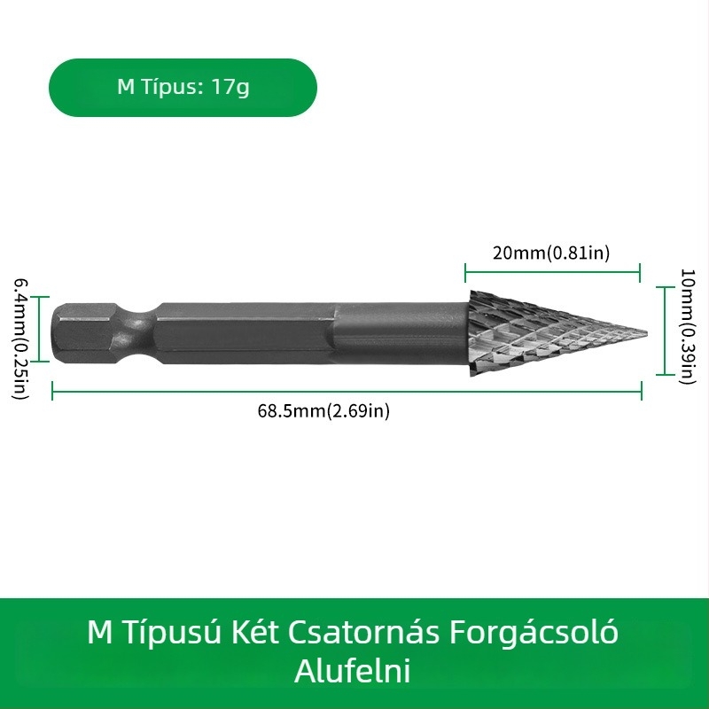 Hatszögletű markolattal rendelkező faipari marófej, ötvözött acél, forgó reszelő gravírozáshoz, tágításhoz, fúráshoz és csiszoláshoz