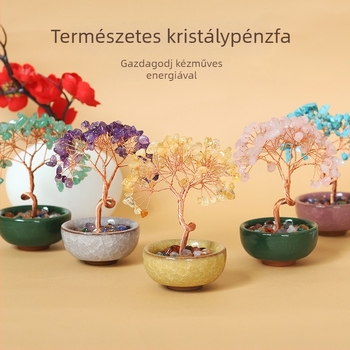 Ametiszt kristály Szerencse Fája – modern, letisztult asztali dekor otthonra és irodába