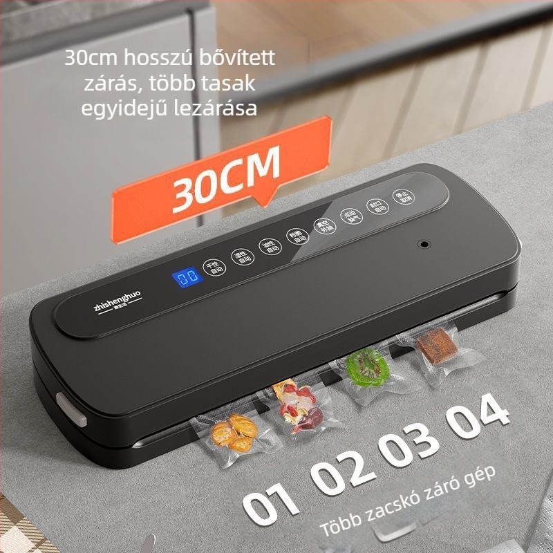 Háztartási vákuumcsomagoló gép élelmiszercsomagoláshoz, nedves–száraz kettős használat, műanyag tömítés
