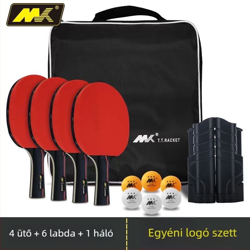 MK asztalitenisz készlet nyárfa alaplappal, reverse glue gumival, vízszintes ütő, hosszú nyél