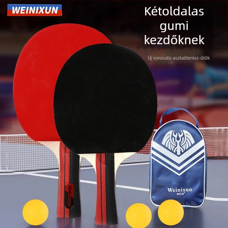 Kezdő szintű asztalitenisz ütő készlet labdákkal, készleten, vízszintes fogás, hosszú nyeletű, felnőttek és diákok számára, kétoldalas fordított gumi, csillagos értékelés
