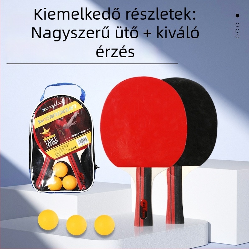 Kezdő szintű asztalitenisz ütő készlet labdákkal, készleten, vízszintes fogás, hosszú nyeletű, felnőttek és diákok számára, kétoldalas fordított gumi, csillagos értékelés
