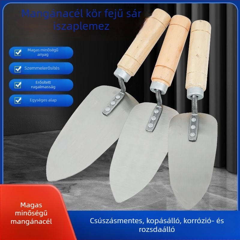 Ívelt fejű vakolatkés, körte alakú forma, modell Curved knife, vakoláshoz, eredet Shandong, Kína
