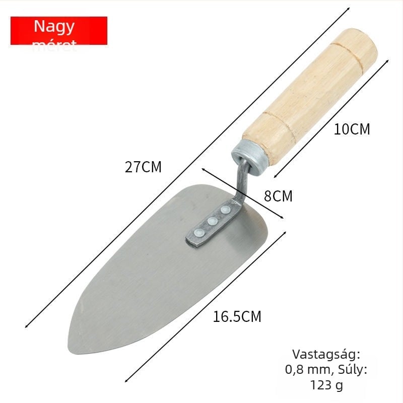 Ívelt fejű vakolatkés, körte alakú forma, modell Curved knife, vakoláshoz, eredet Shandong, Kína