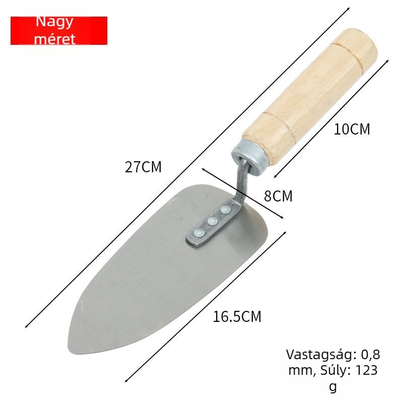 Ívelt fejű vakolatkés, körte alakú forma, modell Curved knife, vakoláshoz, eredet Shandong, Kína