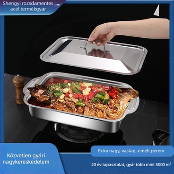 Rozsdamentes acél hal grillező tál, téglalap alakú, hordozható, szigetelt, könnyen tisztítható, 530 g
