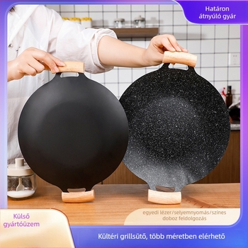 Nem tapadó öntöttvas grillsütő kempingezéshez, kör alakú, hordozható, könnyen tisztítható, 1 kg