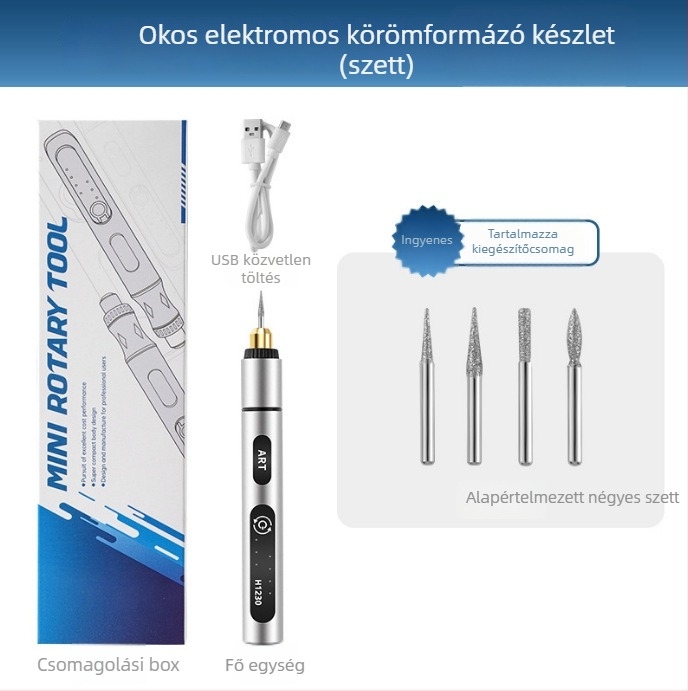 Xrd mini újratölthető elektromos csiszoló kéziszerszám manikűrhöz, hordozható Li-ion akkumulátor, 5V, 3 sebességű gravíró toll