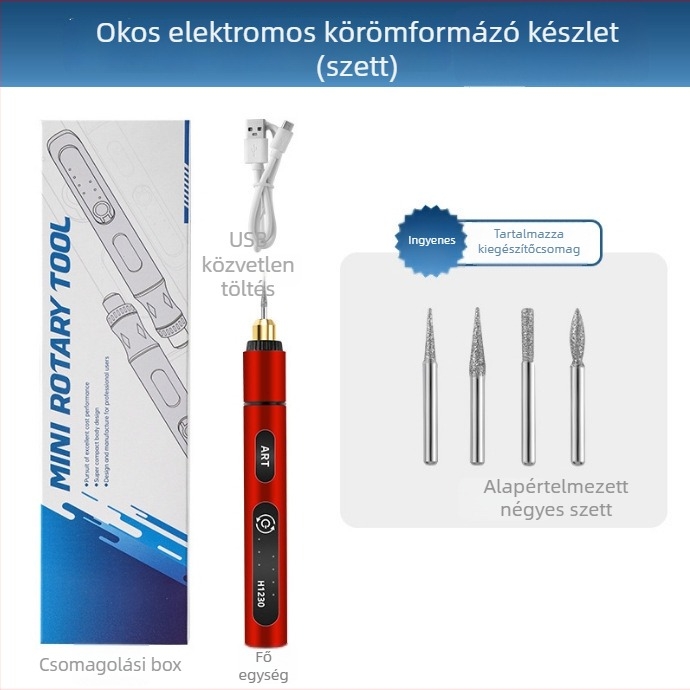 Xrd mini újratölthető elektromos csiszoló kéziszerszám manikűrhöz, hordozható Li-ion akkumulátor, 5V, 3 sebességű gravíró toll