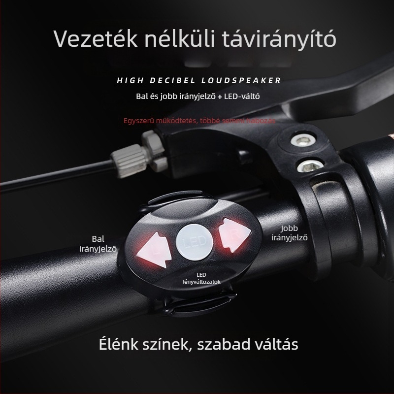 Kerékpár hátsó lámpa vezeték nélküli távirányítóval, USB töltés, vízálló LED fény, fékfigyelmeztető fény