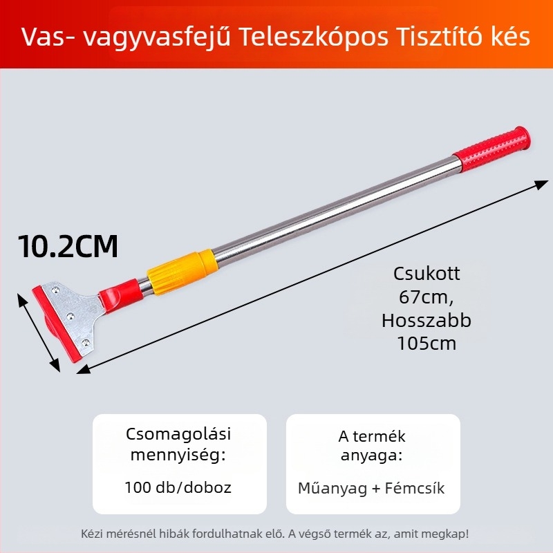 Hosszú fogantyúval rendelkező kihúzható tisztító kés, többfunkciós díszítő kaparó, tömítőkaparó üveg- és csempe felülethez, típus: sík pengéjű