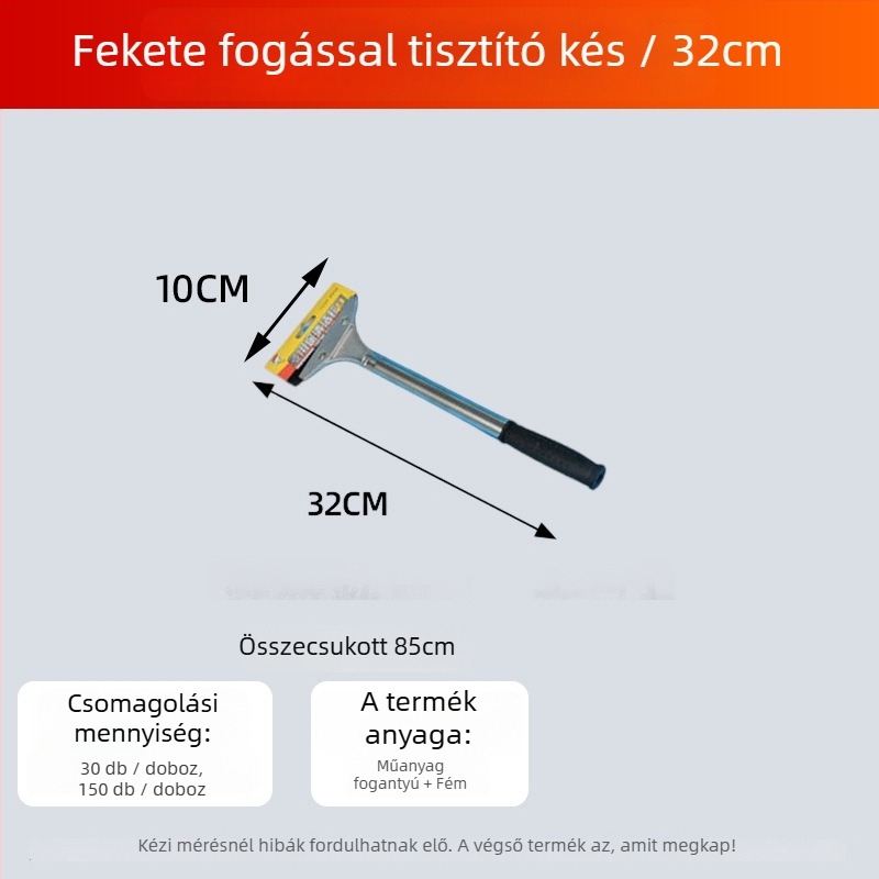 Hosszú fogantyúval rendelkező kihúzható tisztító kés, többfunkciós díszítő kaparó, tömítőkaparó üveg- és csempe felülethez, típus: sík pengéjű