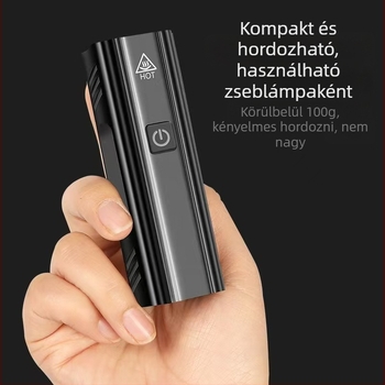 Kerékpár első lámpa, alumínium ötvözet, 2000 mAh, USB-C csatlakozás, snap rögzítés, éjszakai tekerésre út- és MTB kerékpárokhoz