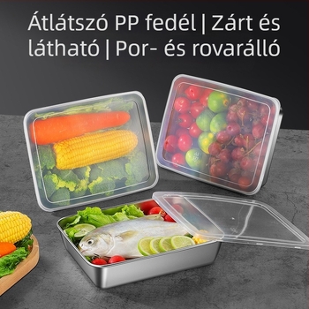Megvastagított rozsdamentes acél négyszögletes tál fedővel – elektrolitikus felület, modern minimalista stílus, testreszabható, kereskedelmi használatra