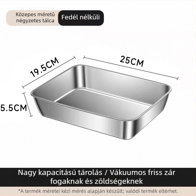 Megvastagított rozsdamentes acél négyszögletes tál fedővel – elektrolitikus felület, modern minimalista stílus, testreszabható, kereskedelmi használatra