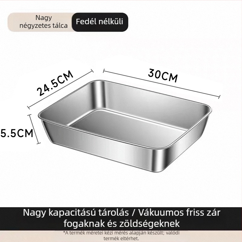Megvastagított rozsdamentes acél négyszögletes tál fedővel – elektrolitikus felület, modern minimalista stílus, testreszabható, kereskedelmi használatra