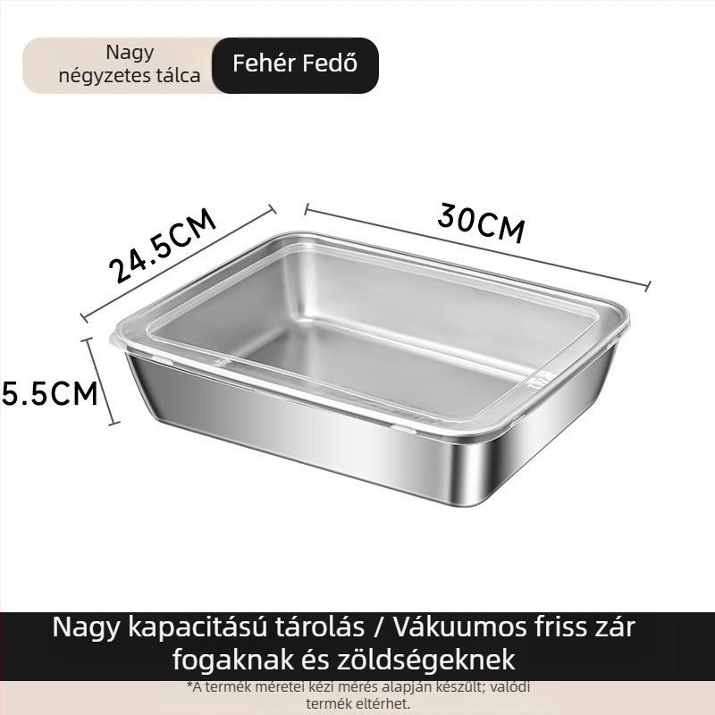 Megvastagított rozsdamentes acél négyszögletes tál fedővel – elektrolitikus felület, modern minimalista stílus, testreszabható, kereskedelmi használatra