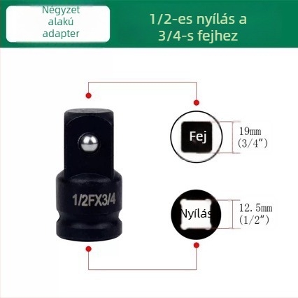 Súlyos kivitelű hüvely adapter négyszögletes meghajtással – magas széntartalmú acél, foszfatált felület, 0,3 kg