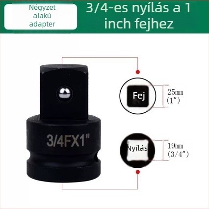 Súlyos kivitelű hüvely adapter négyszögletes meghajtással – magas széntartalmú acél, foszfatált felület, 0,3 kg