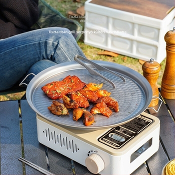 Tiszta titán grill- és serpenyő – kör alakú, egy darabból álló kivitel, vastított, 1,7 kg, tapadásmentes