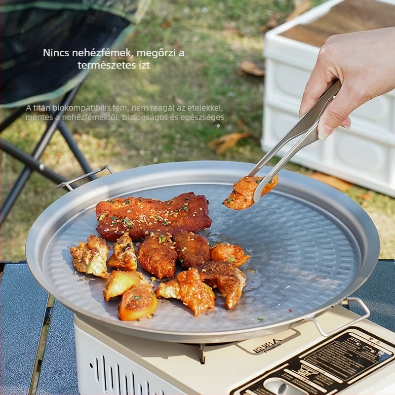 Tiszta titán grill- és serpenyő – kör alakú, egy darabból álló kivitel, vastított, 1,7 kg, tapadásmentes