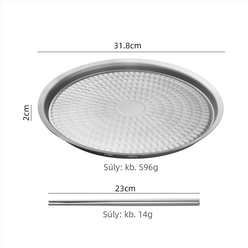 Tiszta titán grill- és serpenyő – kör alakú, egy darabból álló kivitel, vastított, 1,7 kg, tapadásmentes