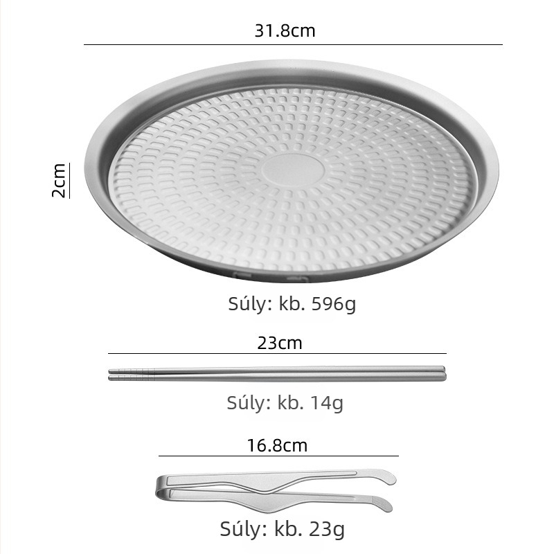 Tiszta titán grill- és serpenyő – kör alakú, egy darabból álló kivitel, vastított, 1,7 kg, tapadásmentes