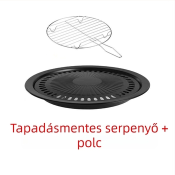 Elektromos kerámia grill serpenyő, tapadásmentes, rozsdamentes acél, kör alakú