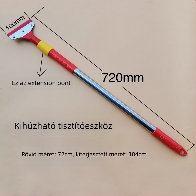Tisztító kés és kaparó teleszkópos rúddal – kihúzható, csempékhez, falakhoz és üveghez, sorozat QJD001