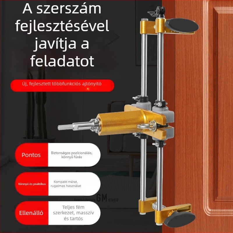 Tömörfa ajtó lyuknyitó gép – belső asztalos munkákhoz zárnyitó eszközök teljes készlet