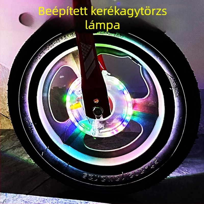 WIMBIKE kerék lámpa kerékpárokhoz és egyensúlyozó kerékpárokhoz – Nagy átmérőjű integrált kerék, tölthető intelligens lámpa