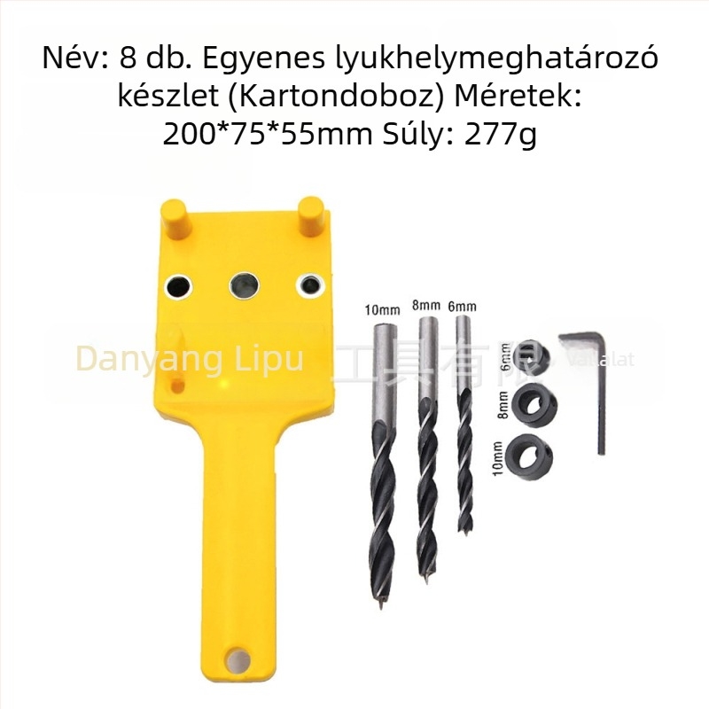 Mr Drill Egyenes lyukasztó – Faipari szerszámkészlet fadarabokhoz, lyukasztás és pozicionálás – műanyag