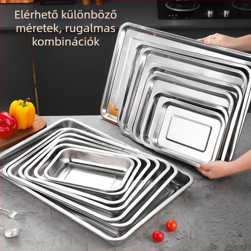 304 rozsdamentes acél téglalap alakú vastított kivitel gyümölcsökhöz, BBQ-hoz, párolt rizshez, teás tál