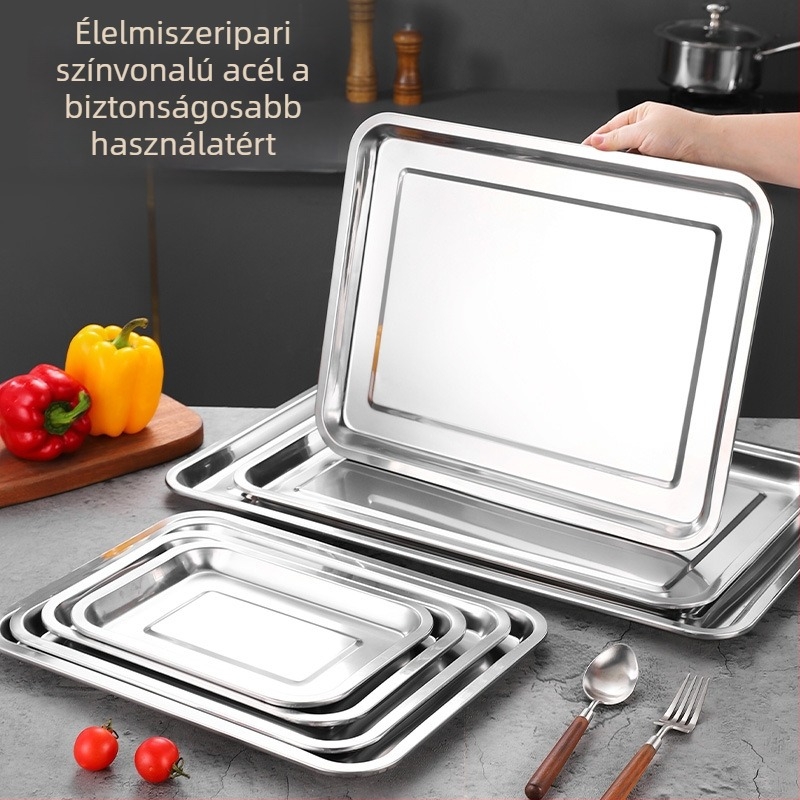 304 rozsdamentes acél téglalap alakú vastított kivitel gyümölcsökhöz, BBQ-hoz, párolt rizshez, teás tál