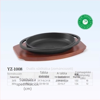 Ováli öntöttvas Teppanyaki tál – otthoni használatra, japán és koreai konyha, steakhez való serpenyő