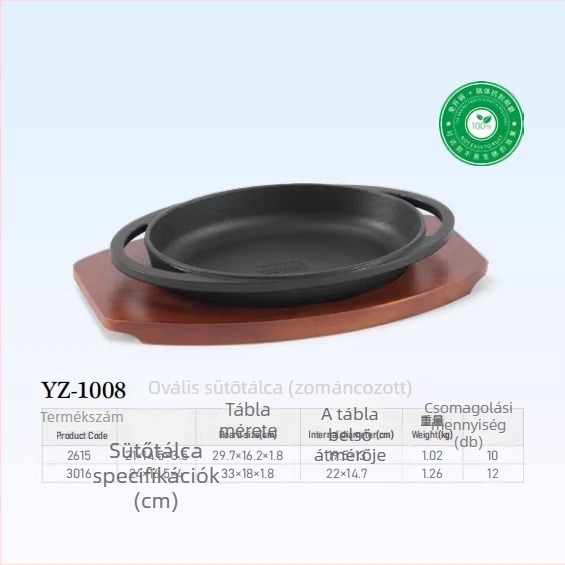 Ováli öntöttvas Teppanyaki tál – otthoni használatra, japán és koreai konyha, steakhez való serpenyő