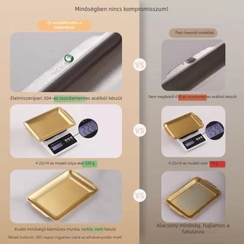 Téglalap alakú rozsdamentes acél tálca grillezéshez és ételek előkészítéséhez, koreai stílusú, sík aljzat, felületkezelés 20213