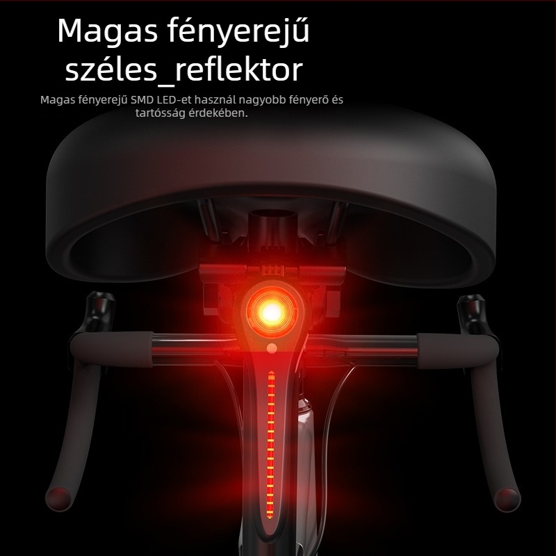 COOLWAL Intelligens szenzoros hátsó lámpa kerékpárhoz, fékfunkcióval, újratölthető, MTB és országúti kerékpárokhoz éjszakai tekeréshez, testreszabható